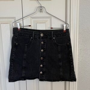 American Eagle Outfitters Black Button-Front Mini Skirt
